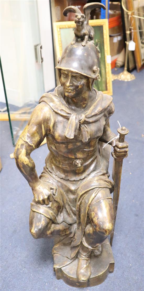 A bronze figure of a Greek warrior, height 60cm